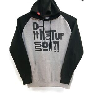 Star Cadet Hoodie Mens XL Gray Black Raglan Graphic Pullover Oh What Up Son